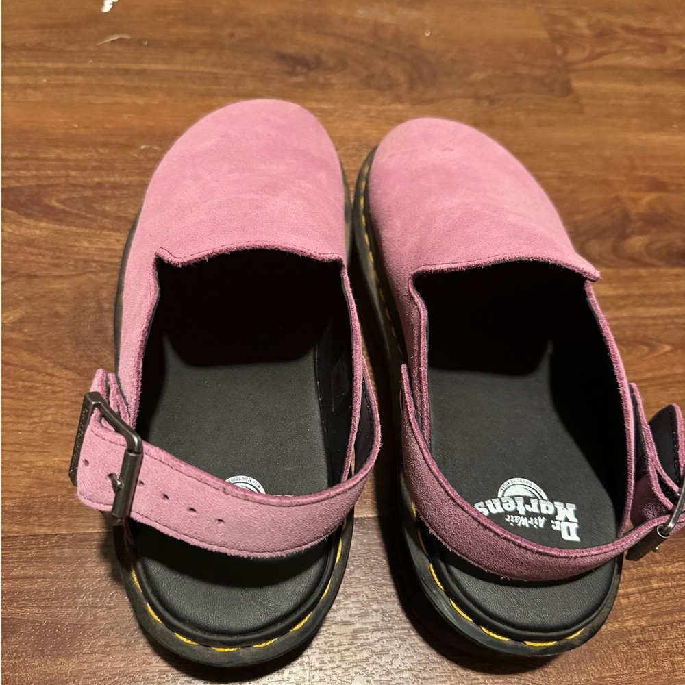 Pink suede Doc Marten Mules/Clogs